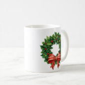 Klassischer Weihnachtskranz mit roter Schleife Kaffeetasse (VorderseiteRechts)