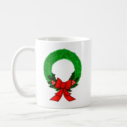 Klassischer Weihnachtskranz mit roter Schleife Kaffeetasse (Links)