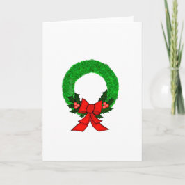 Klassischer Weihnachtskranz mit roter Schleife Karte