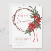 Klassischer Weihnachtskranz Modernes Weihnachtsfes Einladung (Vorderseite)