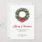 Klassischer Weihnachtskranz Rot Grüne Feiertagskar Feiertagskarte (Vorderseite)