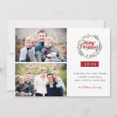 Klassischer Weihnachtskranz - zwei Fotos Urlaub Einladung (Vorderseite)