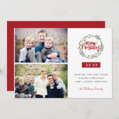 Klassischer Weihnachtskranz - zwei Fotos Urlaub Einladung (Vorne/Hinten)