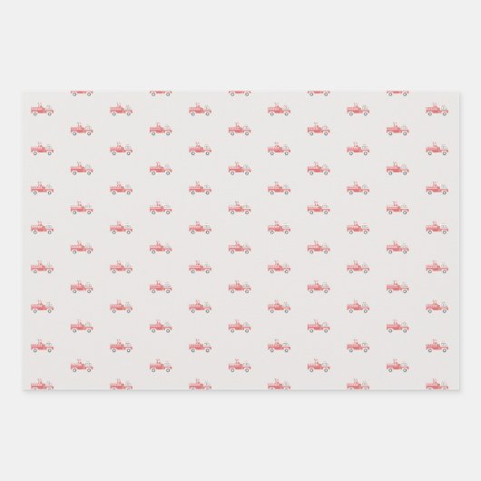 Klassischer Weihnachtsmann auf einem Feuerfahrzeug Geschenkpapier Set (Vorderseite)