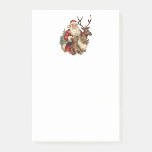 Klassischer Weihnachtsmann auf einem Rentier Weihn Post-it Klebezettel (Vorderseite)