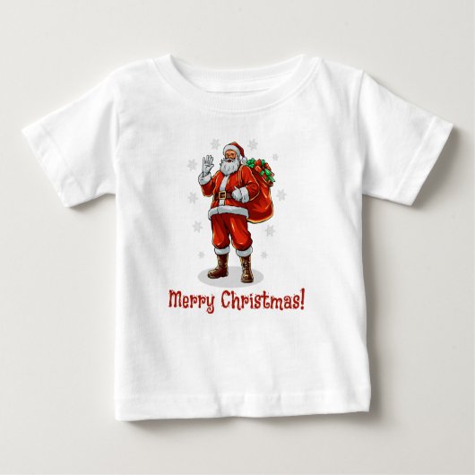 Klassischer Weihnachtsmann bringt Weihnachtsgesche Baby T-shirt (Vorderseite)