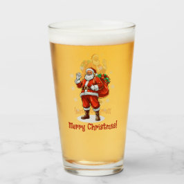 Klassischer Weihnachtsmann bringt Weihnachtsgesche Glas