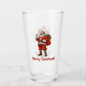 Klassischer Weihnachtsmann bringt Weihnachtsgesche Glas (Vorderseite)