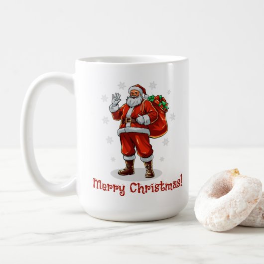 Klassischer Weihnachtsmann bringt Weihnachtsgesche Kaffeetasse (Mit Donut)