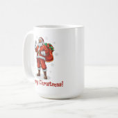 Klassischer Weihnachtsmann bringt Weihnachtsgesche Kaffeetasse (Vorderseite Links)