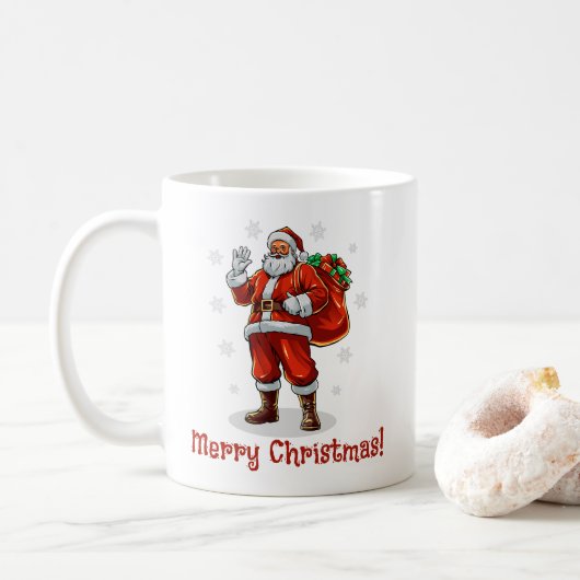Klassischer Weihnachtsmann bringt Weihnachtsgesche Kaffeetasse (Mit Donut)