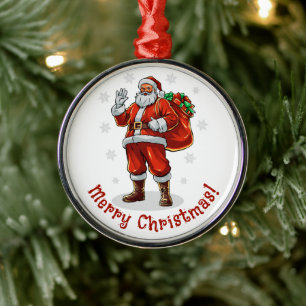 Klassischer Weihnachtsmann bringt Weihnachtsgesche Ornament Aus Metall