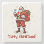 Klassischer Weihnachtsmann bringt Weihnachtsgesche Steinuntersetzer (Vorderseite)