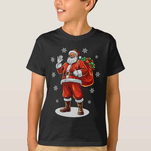 Klassischer Weihnachtsmann bringt Weihnachtsgesche T-Shirt (Vorderseite)