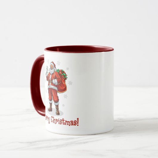 Klassischer Weihnachtsmann bringt Weihnachtsgesche Tasse (Vorderseite Links)