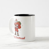 Klassischer Weihnachtsmann bringt Weihnachtsgesche Zweifarbige Tasse (Vorderseite Links)