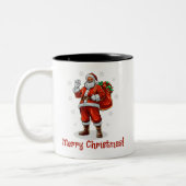 Klassischer Weihnachtsmann bringt Weihnachtsgesche Zweifarbige Tasse (Links)