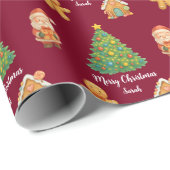 Klassischer Weihnachtsmann-Gingerbread-Burgunder-W Geschenkpapier (Rolleneckpunkt)