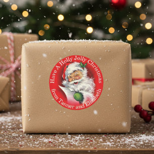 Klassischer Weihnachtsmann Holly Jolly Weihnachten Runder Aufkleber