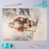 Klassischer Weihnachtsmann im Schneewald Seidenpapier (Basteln)