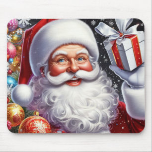 Klassischer Weihnachtsmann mit Geschenk & Ornament Mousepad