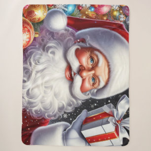 Klassischer Weihnachtsmann mit Geschenk & Ornament Sherpadecke
