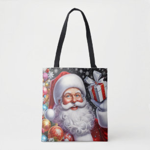 Klassischer Weihnachtsmann mit Geschenk & Ornament Tasche