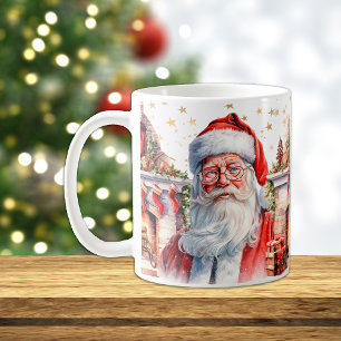 Klassischer Weihnachtsmann mit Kamin Weihnachten Kaffeetasse