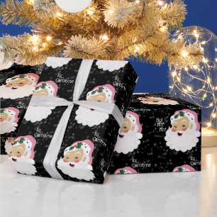 Klassischer Weihnachtsmann mit rosa Hut personalis Geschenkpapier
