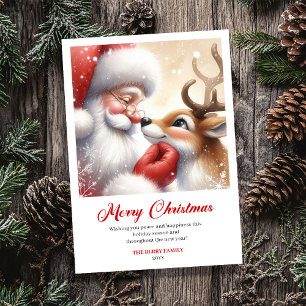 Klassischer Weihnachtsmann mit Rudolph Vintage-Wei Feiertagskarte