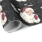 Klassischer Weihnachtsmann mit Schnee fällt Weihna Geschenkpapier (Rolleneckpunkt)