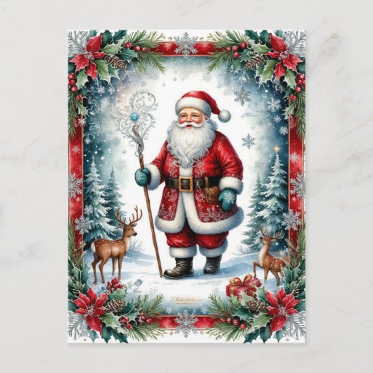 Klassischer Weihnachtsmann mit Stab Weihnachten (Vorderseite)