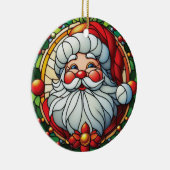 Klassischer Weihnachtsmann mit Stechpalmenkranz Keramik Ornament (Rechts)
