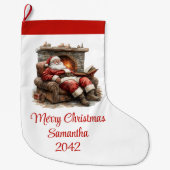 Klassischer Weihnachtsmann Moderner gemütlicher We Großer Weihnachtsstrumpf (Vorderseite)