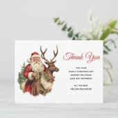 Klassischer Weihnachtsmann Reitstall Dankeskarte (Stehend Vorderseite)