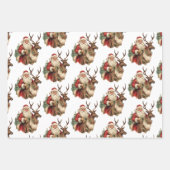 Klassischer Weihnachtsmann Reitstall Geschenkpapier Set (Vorderseite 3)