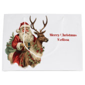 Klassischer Weihnachtsmann Reitstall Große Geschenktüte (Vorderseite)