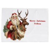 Klassischer Weihnachtsmann Reitstall Große Geschenktüte (Rückseite)