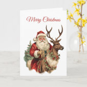 Klassischer Weihnachtsmann Reitstall Karte (Gelbe Blume)