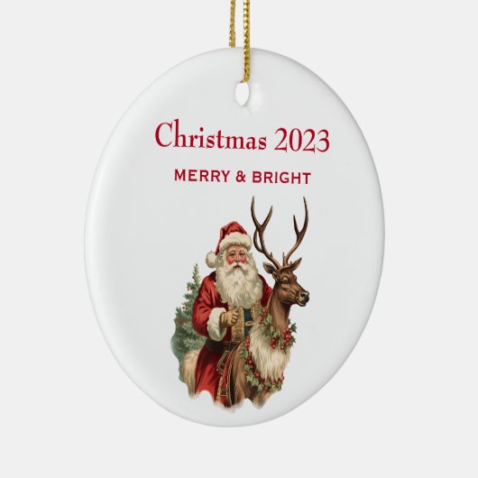 Klassischer Weihnachtsmann Reitstall Keramik Ornament (Rechts)