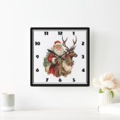 Klassischer Weihnachtsmann Reitstall Quadratische Wanduhr (Zuhause)