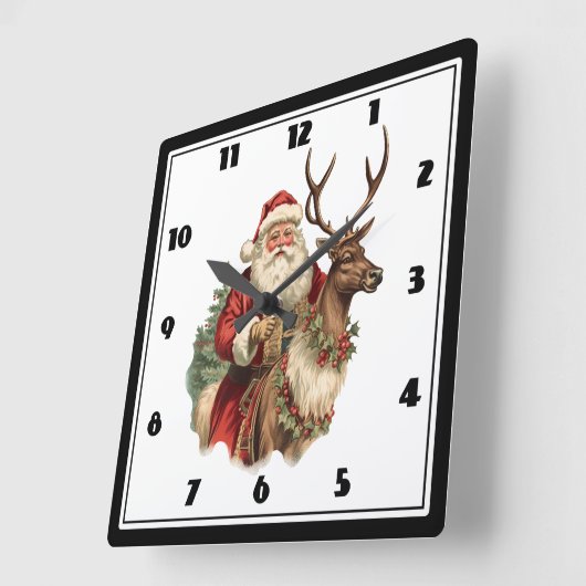 Klassischer Weihnachtsmann Reitstall Quadratische Wanduhr (Winkel)