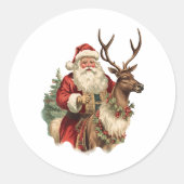 Klassischer Weihnachtsmann Reitstall Runder Aufkleber (Vorderseite)