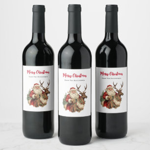 Klassischer Weihnachtsmann Reitstall Weinetikett