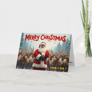 Klassischer Weihnachtsmann & Rentiere Feiertagskarte