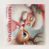 Klassischer Weihnachtsmann Rudolph Personalisierte Puzzle (Horizontal)