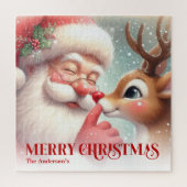 Klassischer Weihnachtsmann Rudolph Personalisierte Puzzle (Vertikal)