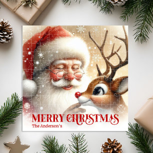 Klassischer Weihnachtsmann Rudolph Personalisierte Puzzle
