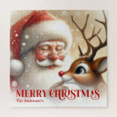 Klassischer Weihnachtsmann Rudolph Personalisierte Puzzle (Vertikal)