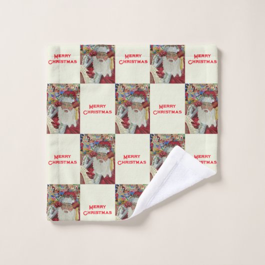 Klassischer Weihnachtsmann überprüft es zweimal im Badhandtuch Set (Waschlappen)